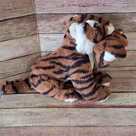 Vintage Sugar Loaf Tiger with Tiger Cub Brown Black 13.5" x 9" Plush Toy - Picture 1 of 13